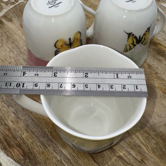 Lenox Butterfly Meadow 3 Piece Mug Set Boho Cottage French Country Pink Blue - Picture 5 of 5